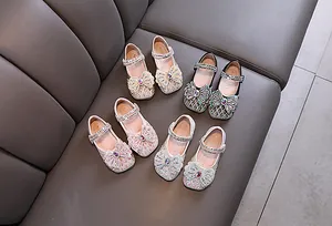 Zapatos de princesa con diamantes de imitación para niñas, ideales para fiestas y baile
