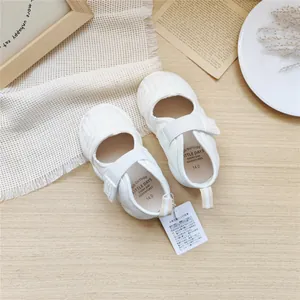 White breathable kids sports sandals with velcro strap and comfortable soft soles