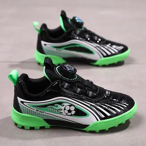 Scarpe da calcio professionali per bambini con tacchetti verde neon e chiusura
