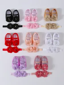 Collection de chaussures de princesse pour bébé avec bandeaux à fleurs en huit couleurs