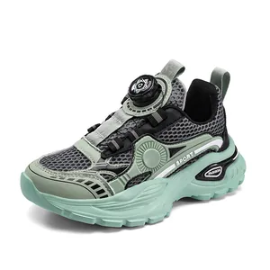 Chaussures de course respirantes pour enfants avec laçage à cadran rotatif vert menthe