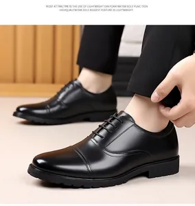 Detailed side view of premium black cap-toe leather dress shoes for formal business wear