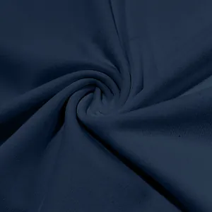 Close-up of navy blue knit fabric texture showing drape and material detail