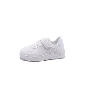 Breathable white mesh children's sneakers with magic tape closure