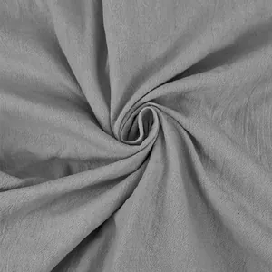 Close-up of breathable gray linen-cotton fabric texture for men's casual beach shirts.