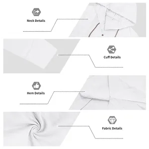 Detailansichten von atmungsaktivem Stoff, Nacken, Manschette und Saum des Leinen-Cardigans.