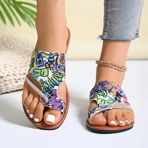 Sandali Infradito Donna Stile Romano Bassi Bohemien Farfalla Graffiti Stampa Scarpe Da Spiaggia Estive Con Strass Infradito Casual