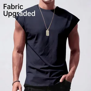 Classic navy blue men's sleeveless T-shirt in a loose fit, perfect for summer casual wear