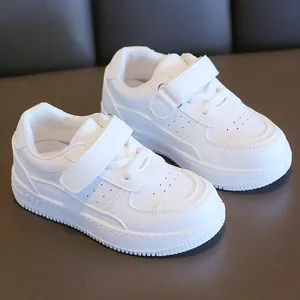 Zapatos de Skate Casuales para Niños Zapatillas Escolares de Cuero Sintético Transpirable con Cierre Adhesivo