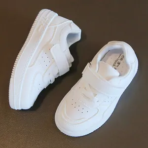 Zapatillas blancas transpirables para niños con velcro para niños y niñas para colegio