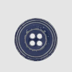 Round Vintage Distressed Blue Silver Metal Buttons 4-Hole Eco-friendly Fastener For Blazer Jacket Coats DIY Sewing Craft