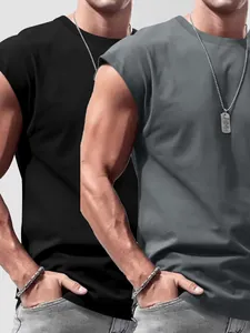 Men's sleeveless vest combo in black and grey for casual summer style