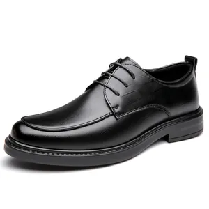 Premium black business formal leather shoes for men featuring crocodile skin texture