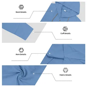 Detailaufnahmen von Hals, Manschetten, Saum und atmungsaktivem Stoff für Leinen-Herrenhoodie