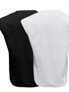 Back detail view of casual two-piece men's sleeveless tank tops in black and white