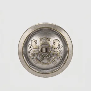 Vintage Zinc Alloy Metal Button Crown Lion Crest Embossed Shank Button For High End Coat Suit Blazer Uniform DIY Sewing