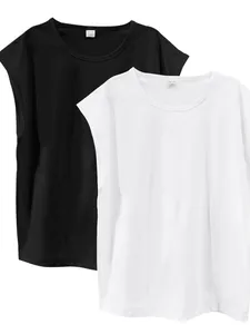 View of the two color options for the men's sleeveless cotton tank top set