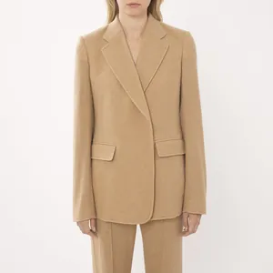 Classic camel wool blazer with elegant notched lapels and clean silhouette