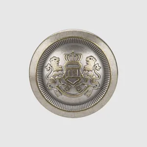 Professioneller antik silberner und goldener Metallknopf mit geprägtem königlichem Wappen