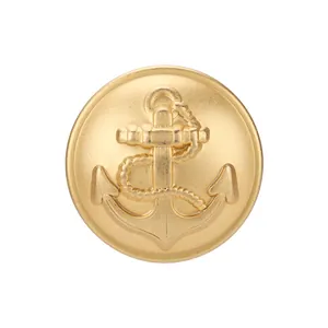 Hochwertiger Gold-Messingknopf mit detailliertem geprägtem Ankerdesign für maritimen Stil