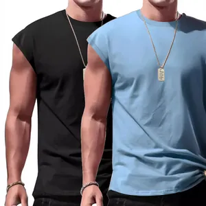 Men Casual Sleeveless Tank Top Polyester Breathable Lightweight Loose Fit Round Neck Sport Athletic Workout Undershirt Top