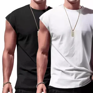 Men's casual sleeveless t-shirt 2-pack combo in black and white colors