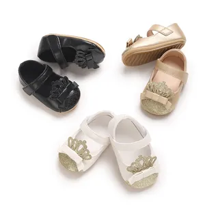 Säugling Baby Mädchen Prinzessin Schuhe Krone Schleife Weiche Sohle Rutschfest Pailletten Kunstleder Lauflernschuhe Kleinkind