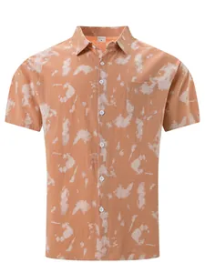 Premium men's casual tie-dye short sleeve shirt with classic lapel and front pocket detail.