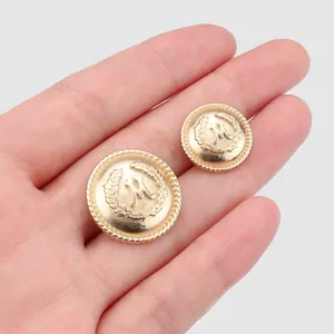 Golden British style metal buttons featuring embossed wheat ear pattern and letter M