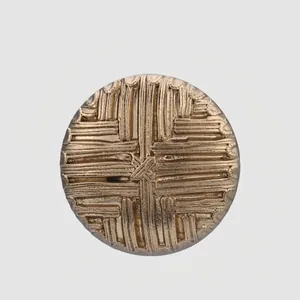 High-End Round Eco-Friendly Metal Woven Texture Shank Buttons For Fur Coat Overcoat Vintage Gold Silver Buttons