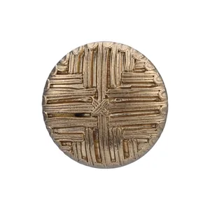 High-end vintage circular bronze metal button with woven relief pattern for coats
