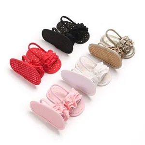 Various colors of ruffled baby girl sandals with non-slip soft soles for walkers