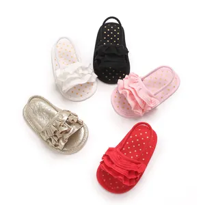 Breathable soft sole baby girl sandals with elegant ruffle design in five colors