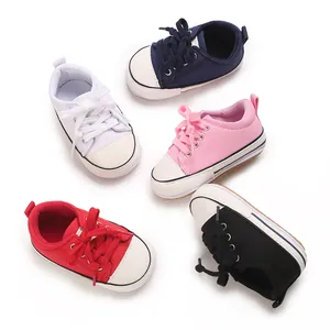 Collection of soft sole infant canvas shoes in various colors for 0-1 year old babies