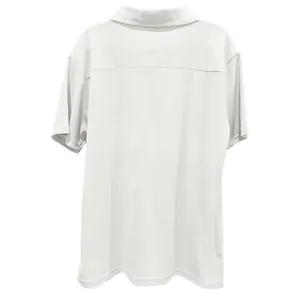 Back view of a white textured short-sleeve Polo shirt for men in summer