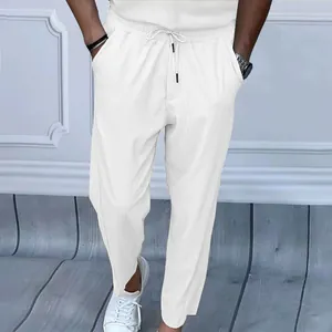 Pantalon décontracté blanc en velours côtelé pour hommes, style oversize américain