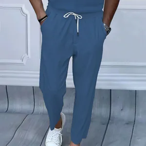 Pantalon décontracté en velours côtelé bleu pour homme, coupe droite et style oversize