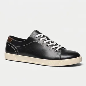 Herren Casual PU Leder Board-Schuhe Klassisch Schwarze Sneakers Mit Gummisohle Retro Brogue Detail Atmungsaktiv Sommer Flache