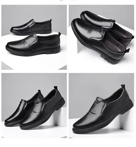 Classic black leather loafers for men with soft soles and business casual design
