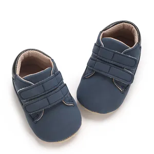 Chaussures de sport bleu marine à semelle souple et scratch pour bébés garçons de 0 à 1 an