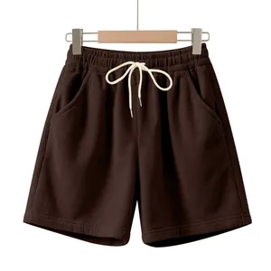 Casual corduroy herenshort in donkerbruin met comfortabele elastische taille met trekkoord