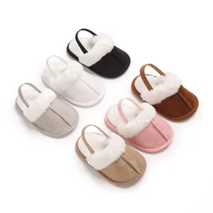 Scarpe Primi Passi Neonato Suola Morbida Finta Pelle Scamosciata Collo di Pelliccia Antiscivolo Caldo Pile Scarpe per Bambina Casual Scarpe da Casa