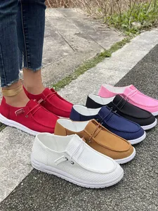 Mocassini casual in velluto a coste da donna in vari colori con trama a costine