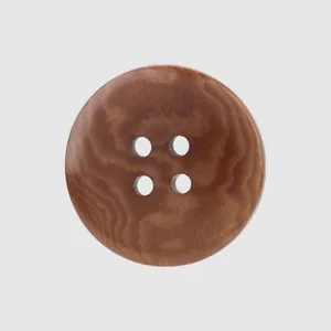 Eco-friendly natural brown Ecuador palm nut button with 4 holes and organic wood-like grain