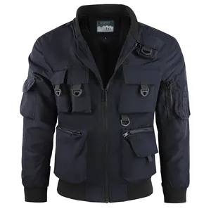 Taktische Herren Bomberjacke mit vielen Taschen in Marineblau, funktionelle Outdoorjacke