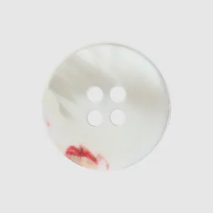 Bouton en nacre naturelle de troque avec texture irisée et 4 trous pour costumes