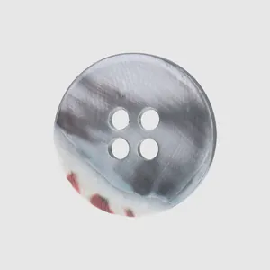 High-quality natural grey shell button with four holes for luxury suits and sweaters