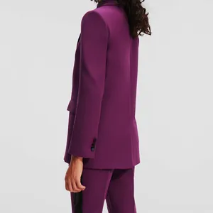 Professional elegant purple blazer and trousers suit set for stylish women's office wear