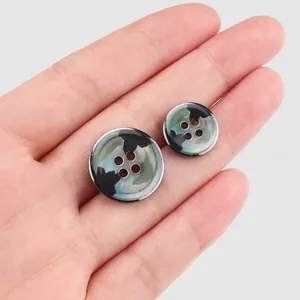 Natural black lip pearl shell buttons with 4-hole round design for suits and dresses