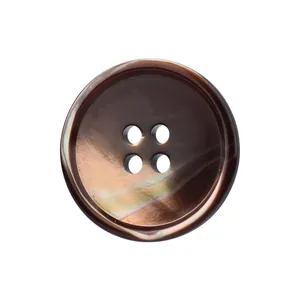High-quality natural brown shell button with four holes for suits and blazers